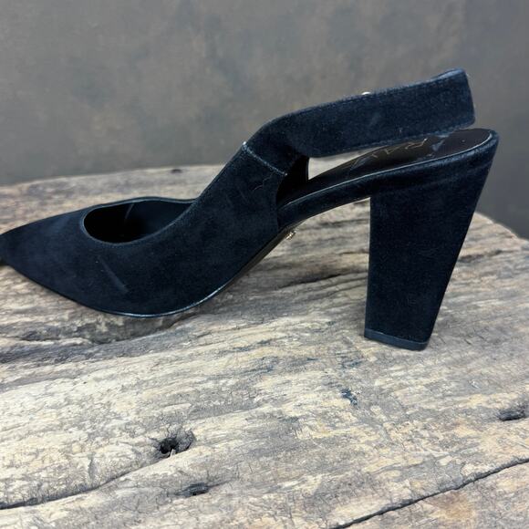 Raye Black Velvet Slingback Block Heel Women’s Size 10 Pointed Dress Shoes - Picture 8 of 10
